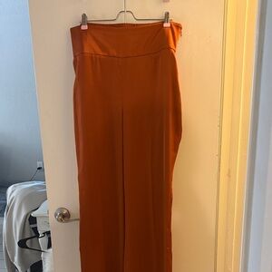 Express Satin-Look Pants in Rust Brown